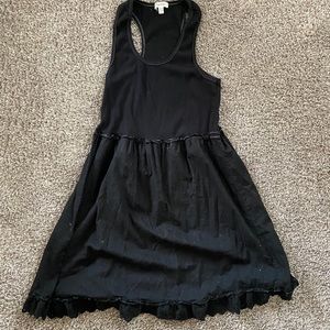 Black Tank Dress with Patterned Hem